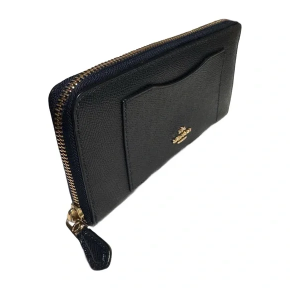 Coach Accordion Zip Wallet In Dark Navy Blue - Picture 7 of 8